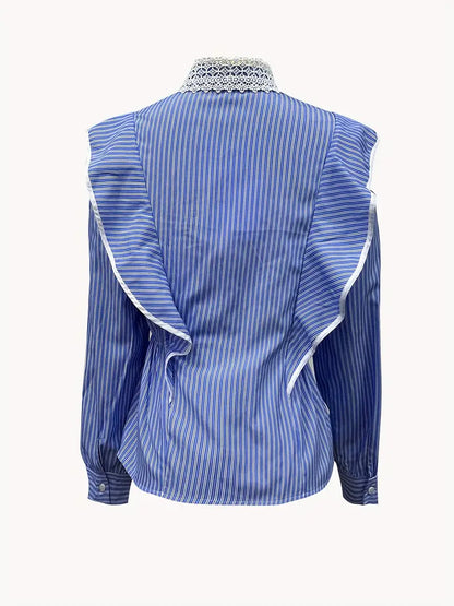 Ilaria® | Katoenen blouse met lange mouwen in vintagestijl