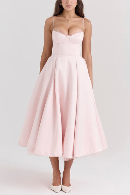 Lotharingen® | Strapless mouwloze maxi-jurk met V-hals en tutu