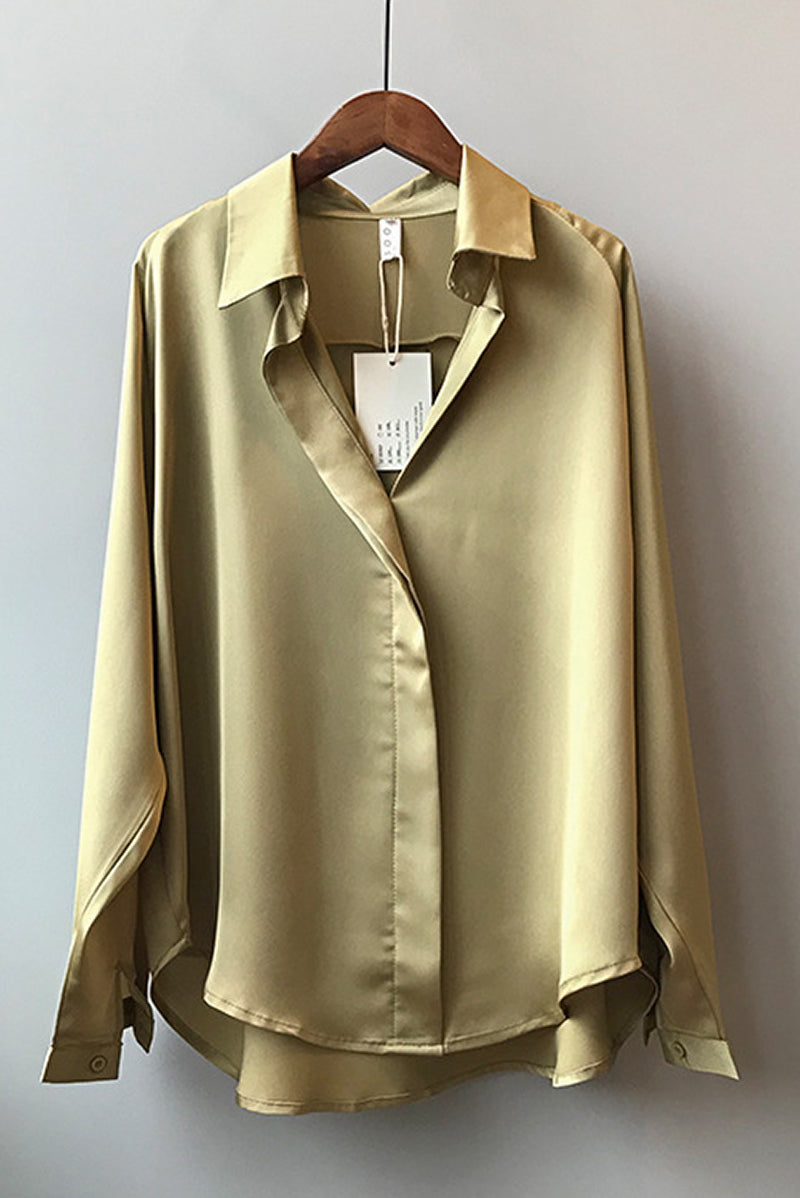 Francisca® | Satijnen blouse met lange mouwen