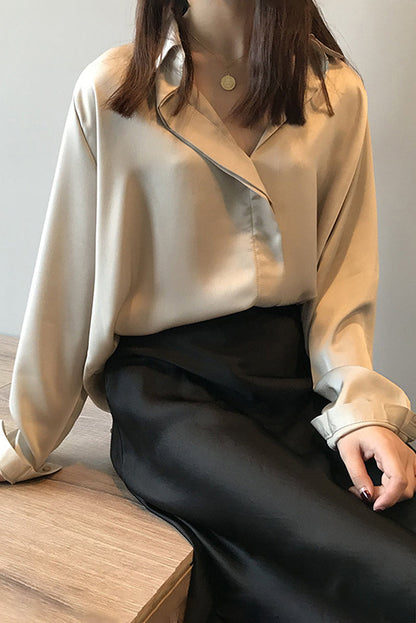 Francisca® | Satijnen blouse met lange mouwen