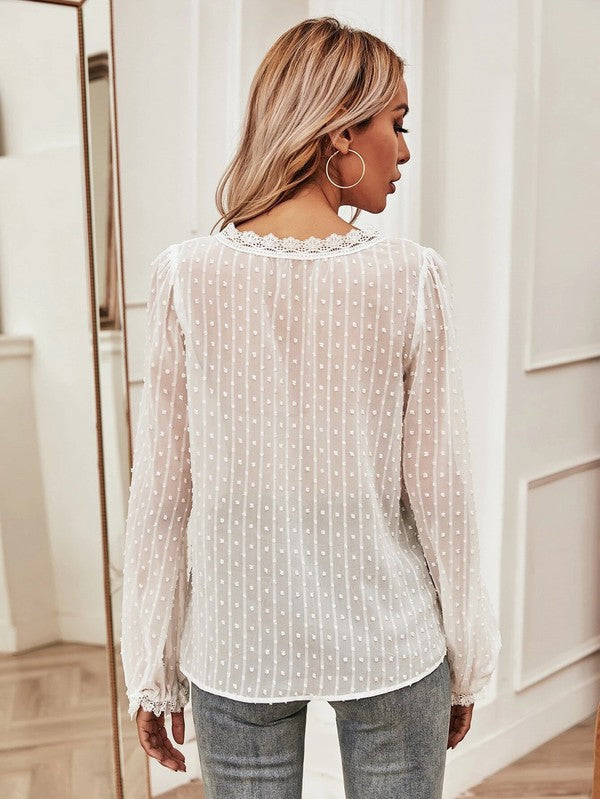 Megan® | Blouse met kanten detail