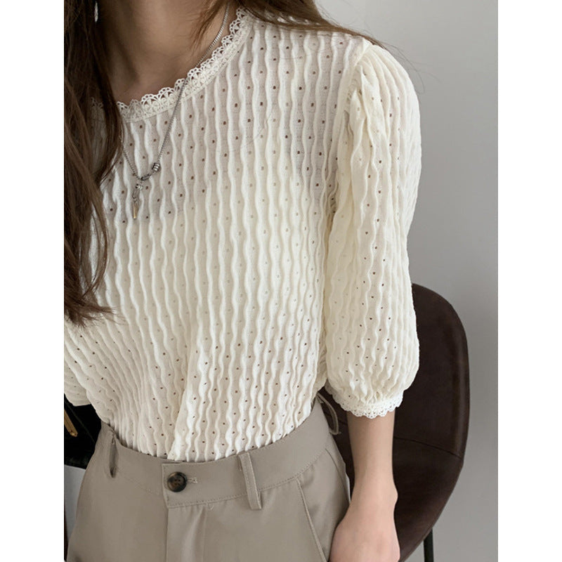 Dolores® | Chique overhemd, kant, naaien, dunne blouse