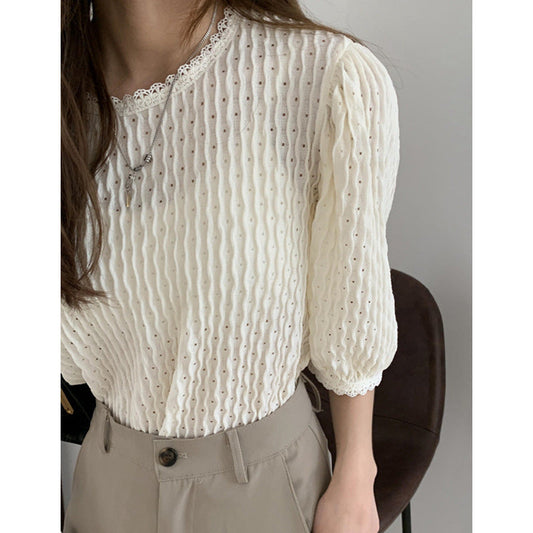 Dolores® | Chique overhemd, kant, naaien, dunne blouse