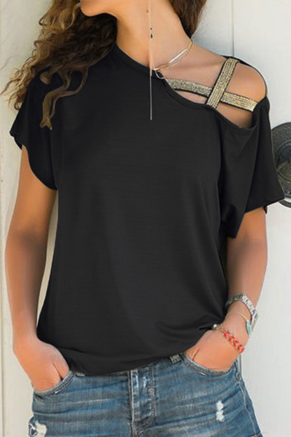 Karen® | Casual, effen T-shirts met een schuine splitkraag