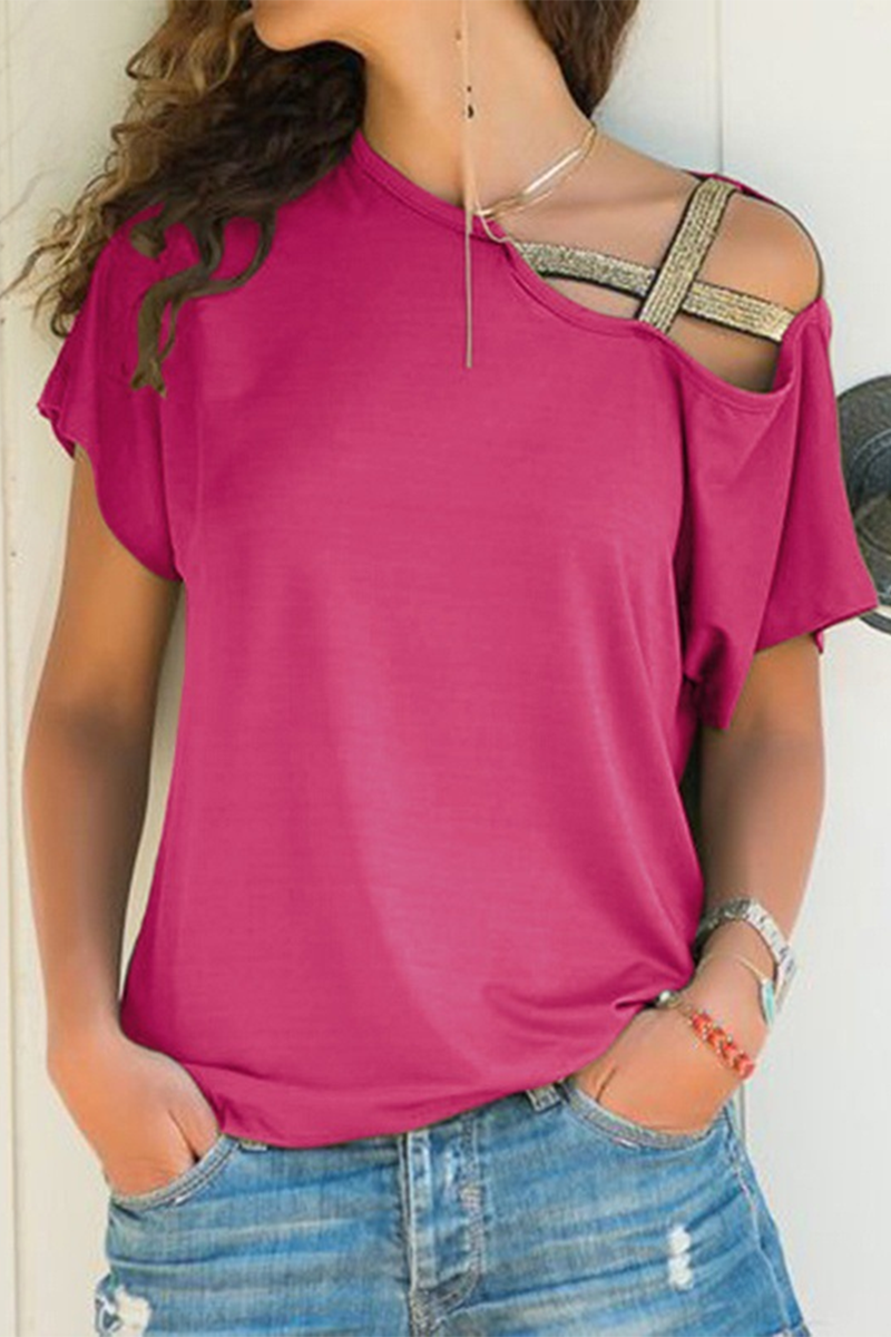 Karen® | Casual, effen T-shirts met een schuine splitkraag