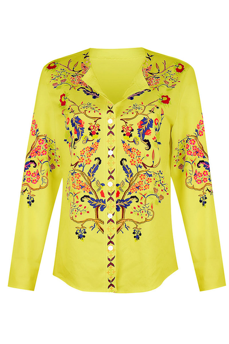 Cecilia® | Modieuze patchwork blouses met mandarijnkraag en straatprint