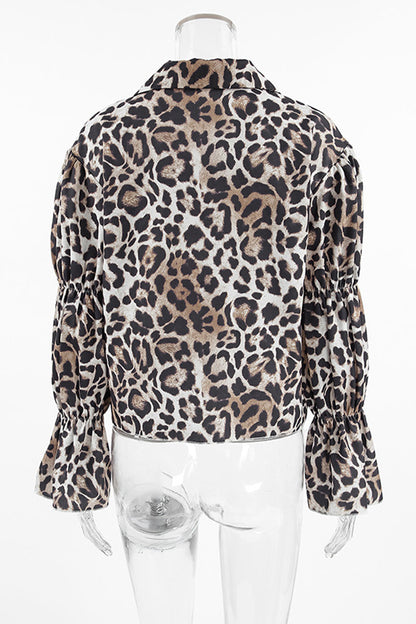 Freya® | Casual streetblouses met luipaardprint en veter- en omslagkraag