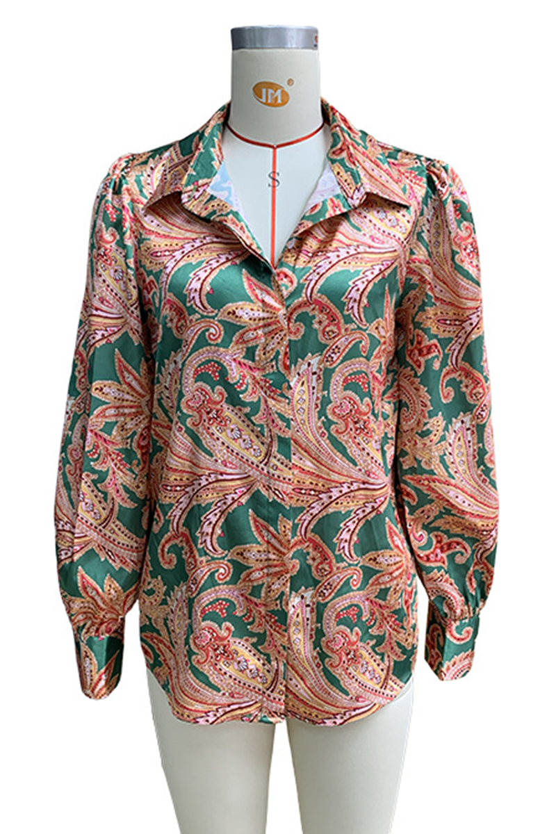 Karen® | Casual blouses met een contrasterende omslagkraag met bloemenprint