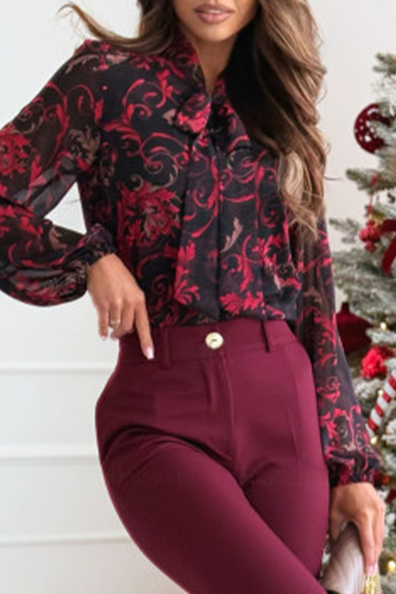 Guadalupe® | Elegante blouses met bloemenveter en contrasterende strikkraag (3 kleuren)