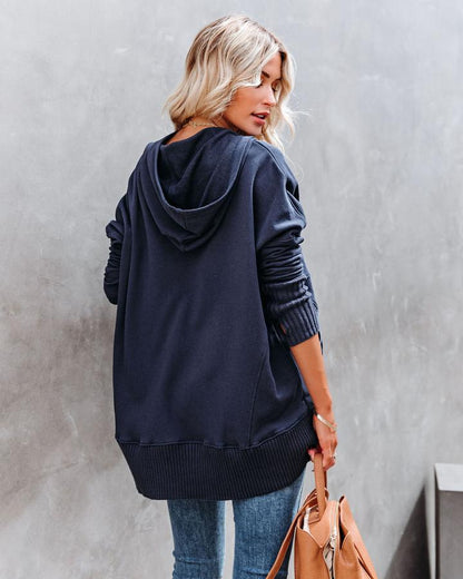 Maria José® | Sweatshirtblouse met V-hals en knopen