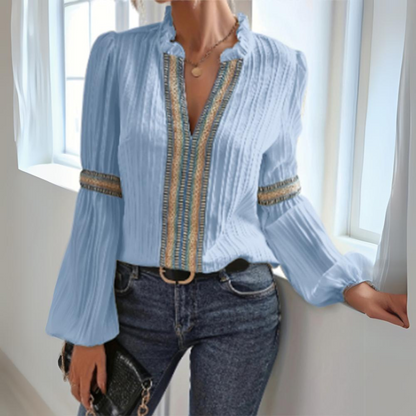 Maria Antonia® | Boho chiffon blouse met lange mouwen