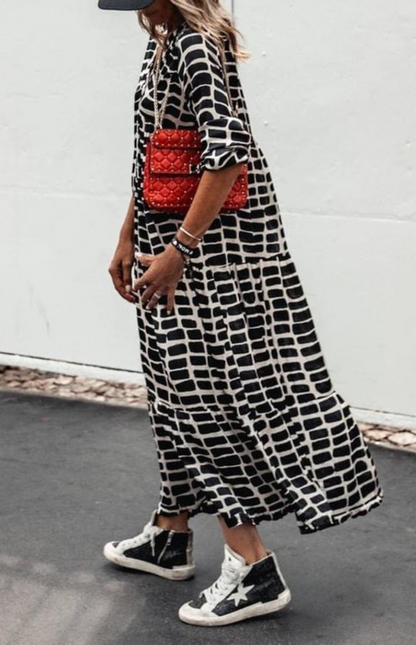 Betina® | GeoVogue maxi-dagjurk met geometrische print