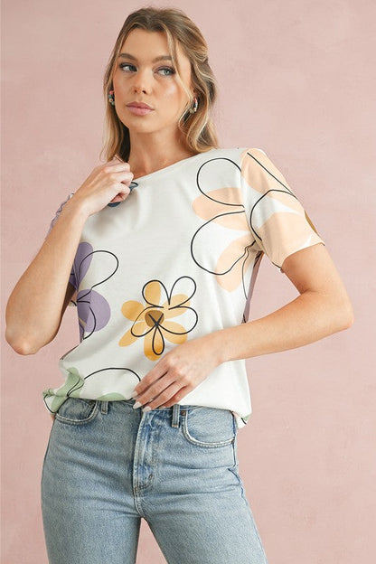 Valentina® | Zomers T-shirt met bloemmotief en ronde hals