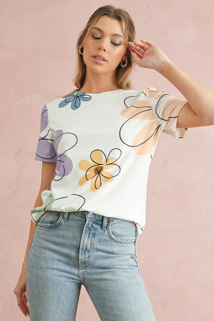 Valentina® | Zomers T-shirt met bloemmotief en ronde hals