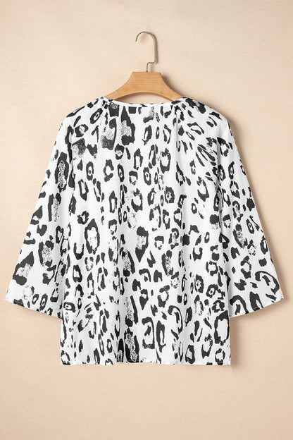 Geduld® | Blouse met luipaardprint, V-hals en 3/4 mouwen