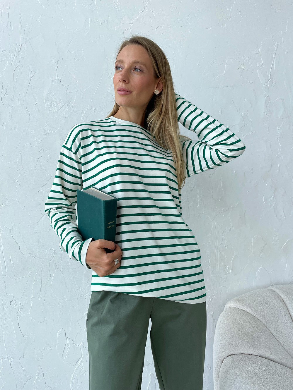 Olivia® | Gestreepte flânerblouse met lange mouwen