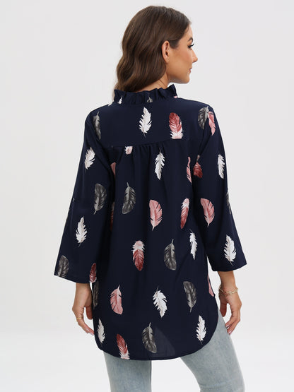 Octavia® | Blouse met V-hals en verenprint