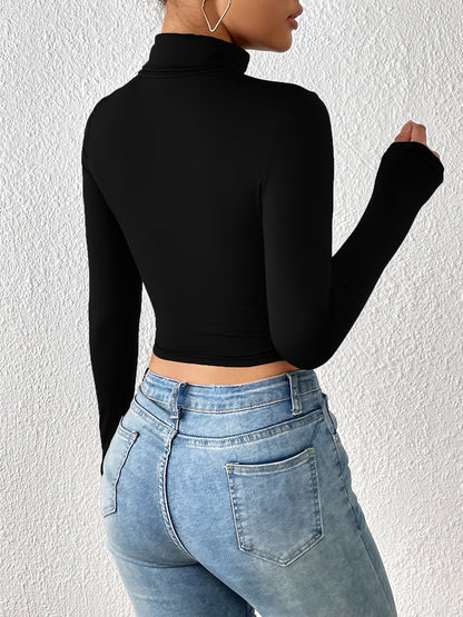 Fatima® | Cropped T-shirt met opstaande kraag