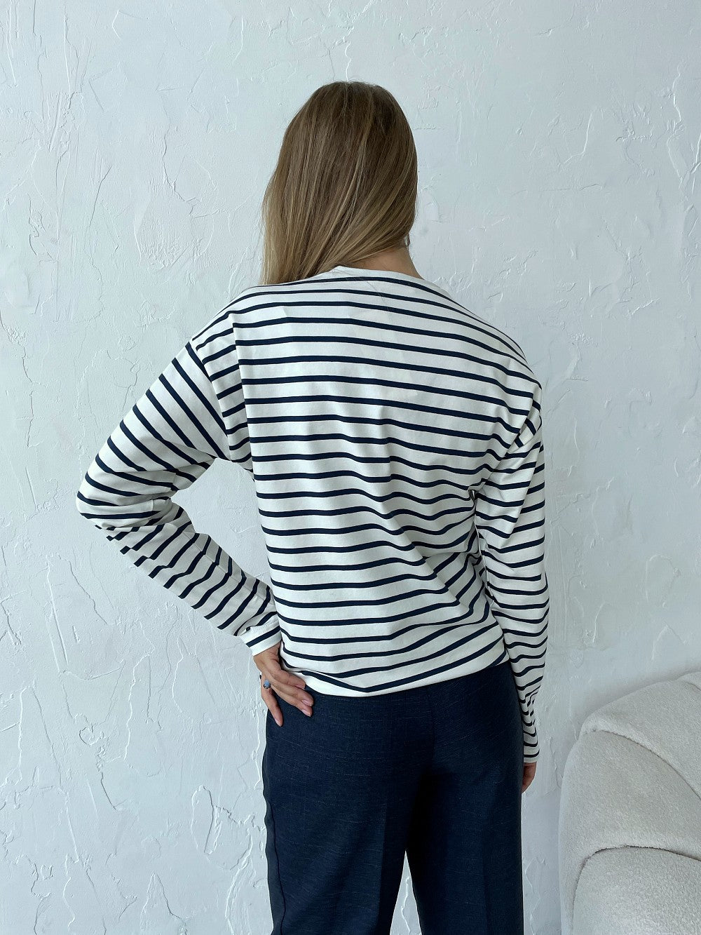 Olivia® | Gestreepte flânerblouse met lange mouwen