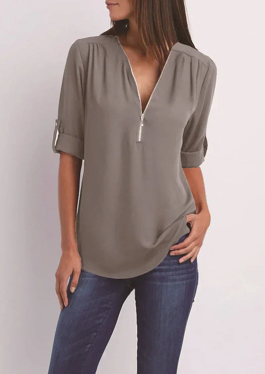 Irmgard® | elegante blouse met ritssluiting