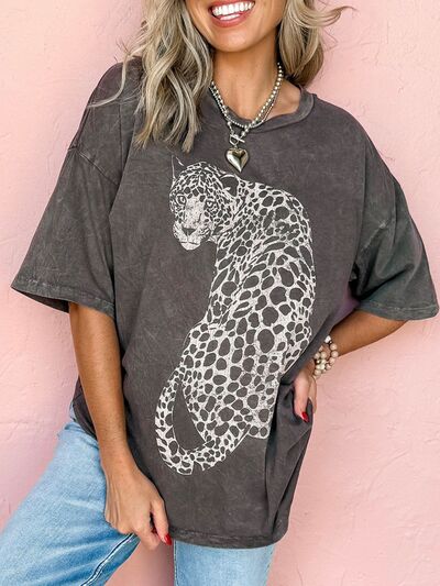 Matilde® | Cheetah T-shirt met ronde hals en halve mouwen