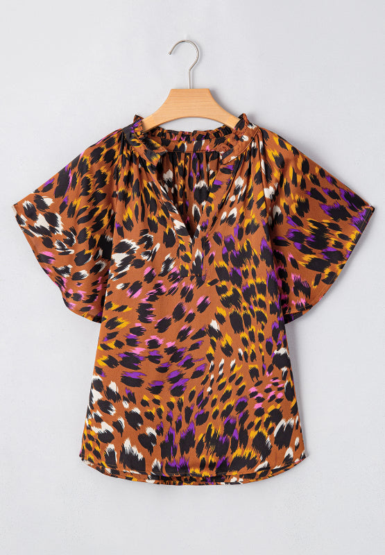 Maribel® | Blouse met korte mouwen en luipaardprint