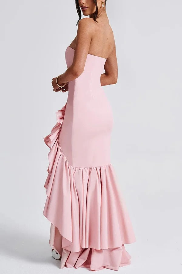 Lindsay® | Sexy off-shoulder maxi-jurk met een slanke pasvorm en onregelmatige zoom