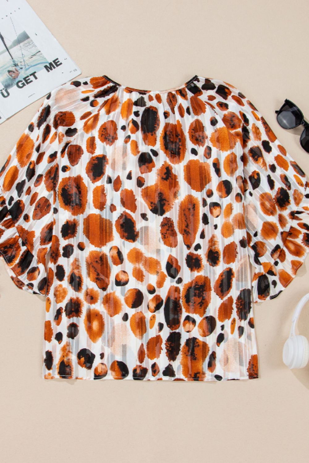 Karen® | Blouse met print, driekwart mouwen en strikkraag