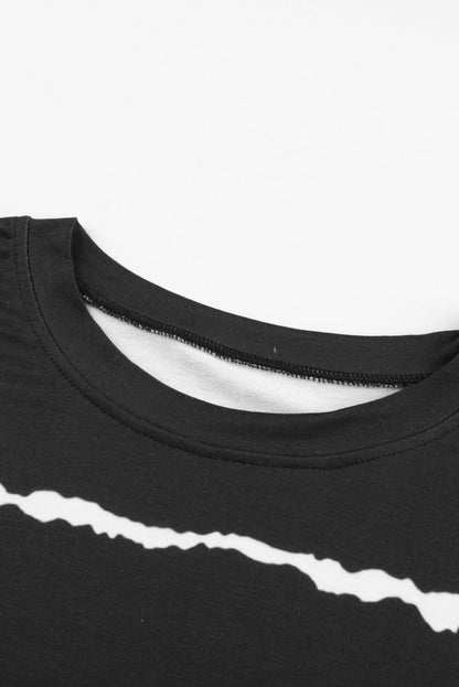 Nélida® | T-shirt met lange mouwen, split, contrasterende streep en ronde hals