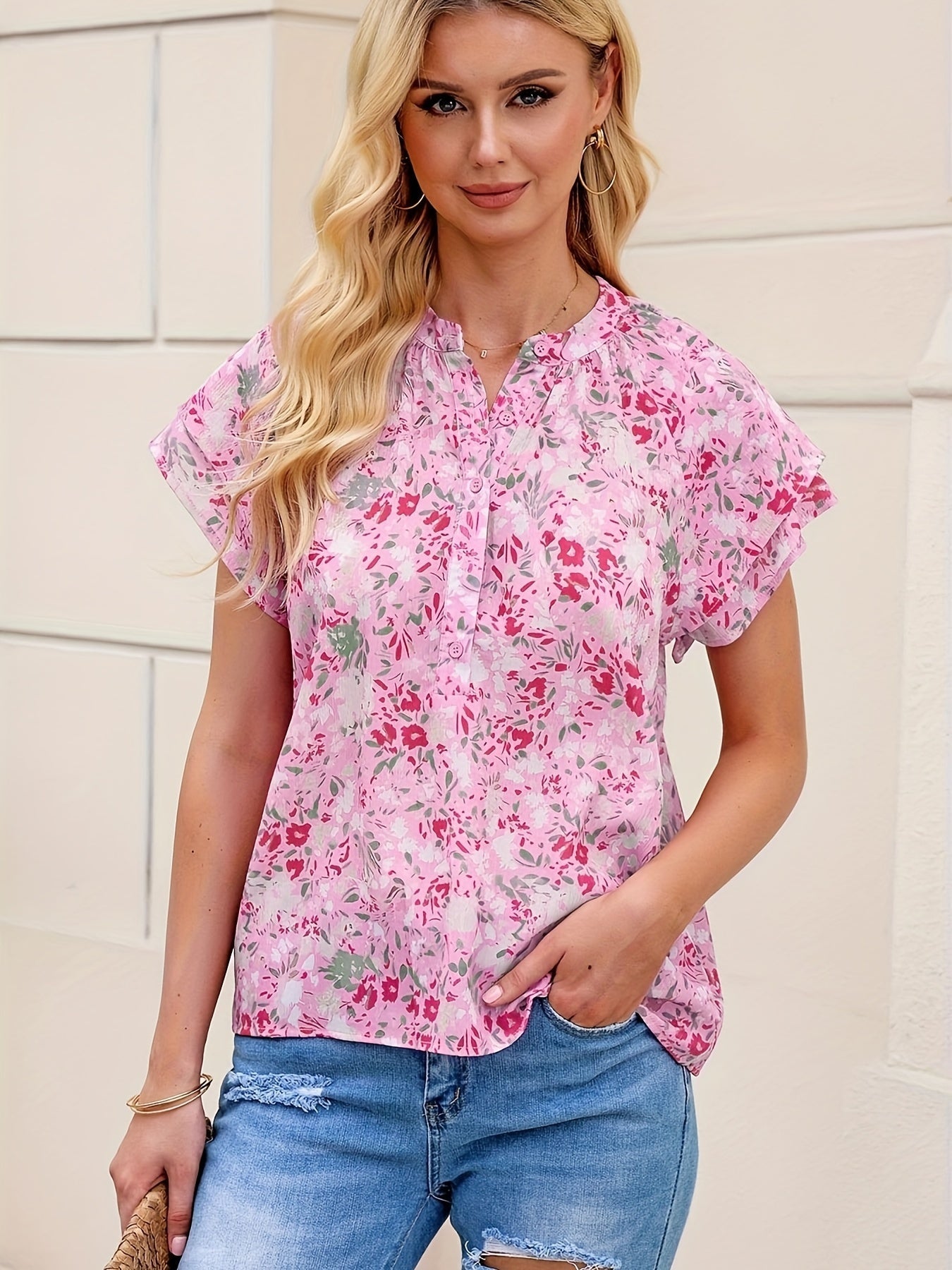 Marlo® | Bloemenblouse met ruches