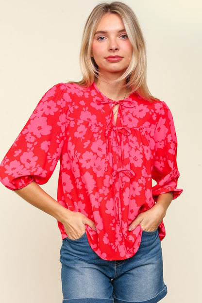 Paula® | Haptics full size blouse met bloemenprint en ballonmouwen