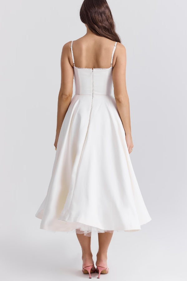 Lotharingen® | Strapless mouwloze maxi-jurk met V-hals en tutu