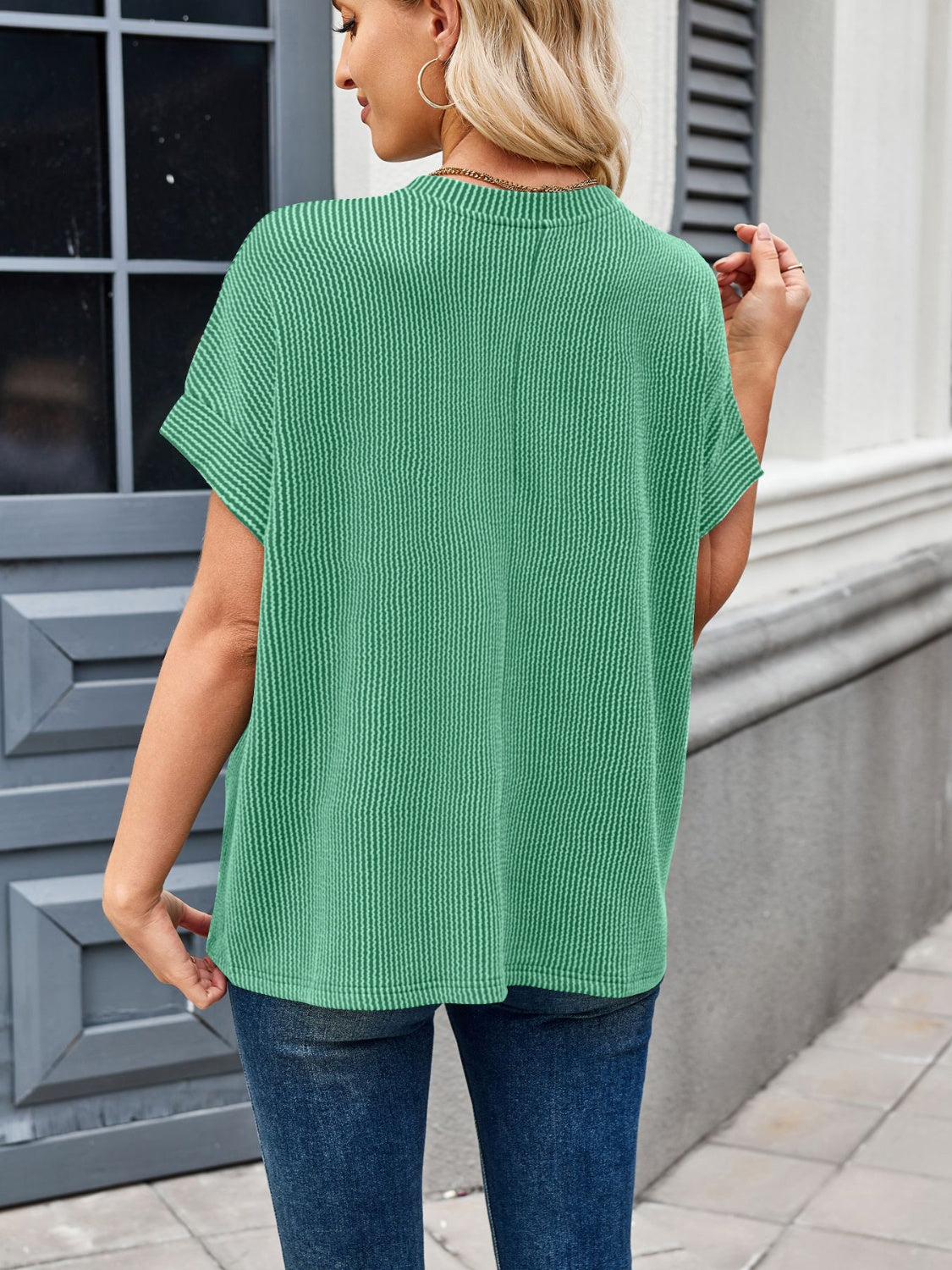 Ileana® | Rib-T-shirt met korte mouwen en ronde hals