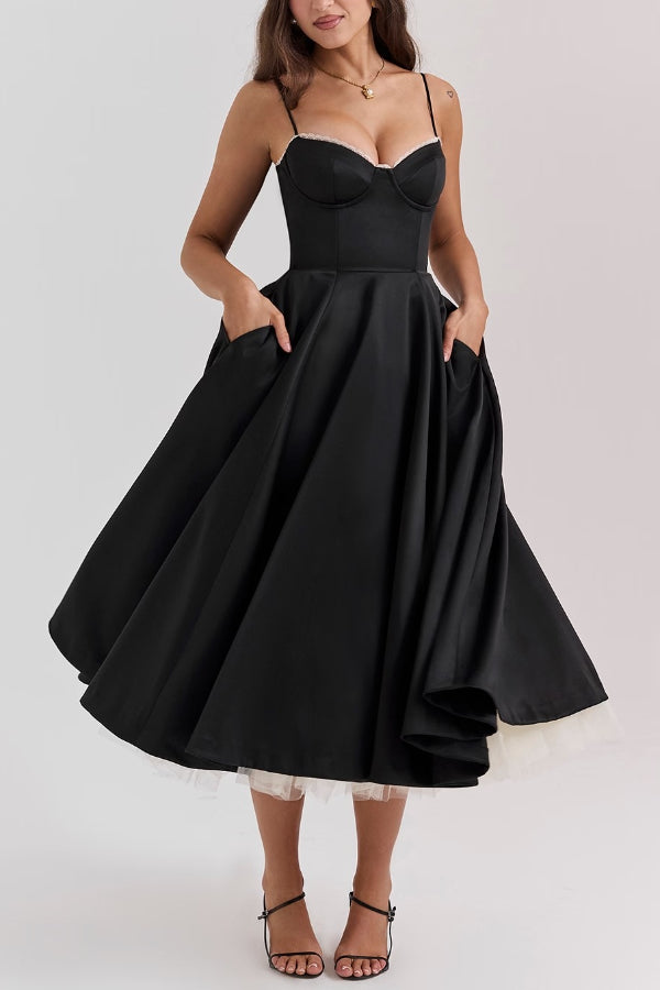 Lotharingen® | Strapless mouwloze maxi-jurk met V-hals en tutu