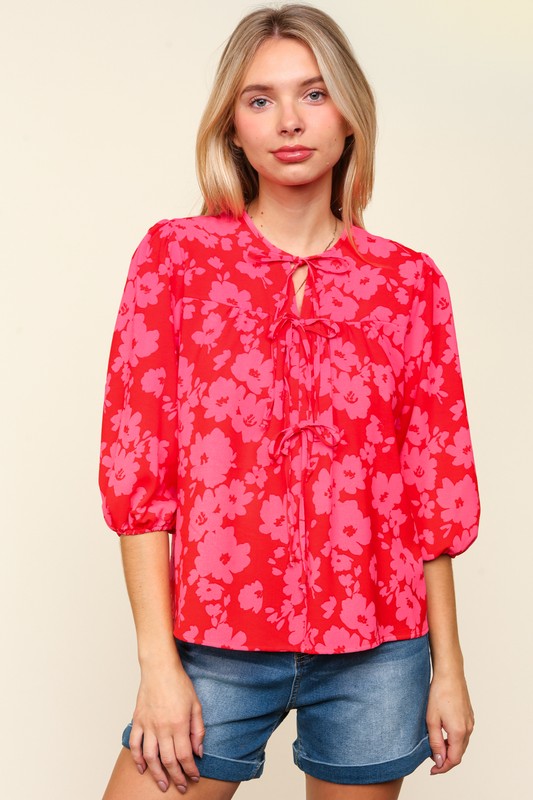 Paula® | Haptics full size blouse met bloemenprint en ballonmouwen