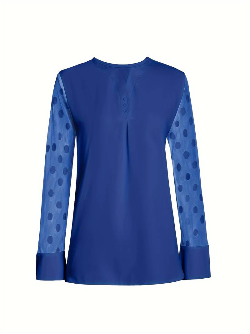 Roze® | Gebreide blouse met V-hals en knoopsluiting