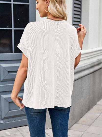 Ileana® | Rib-T-shirt met korte mouwen en ronde hals