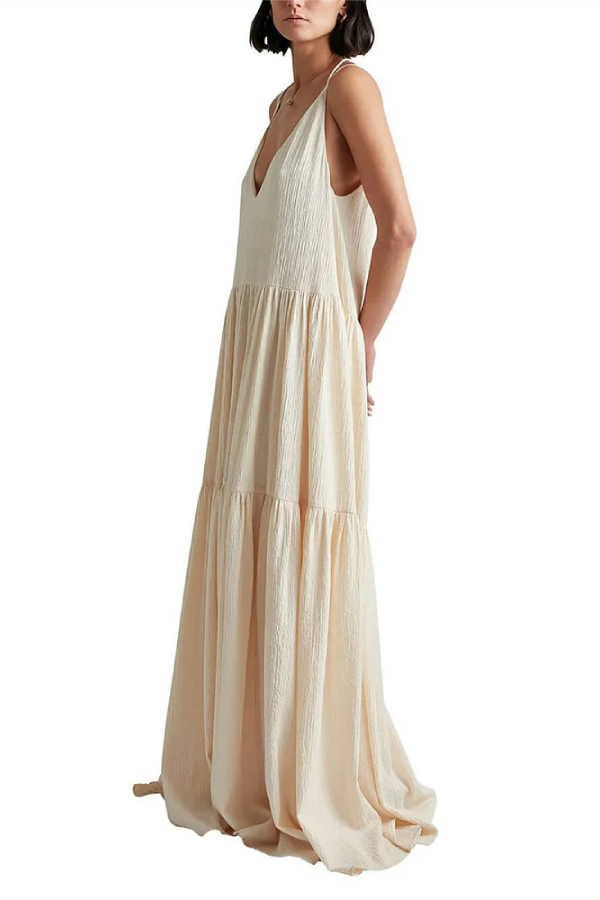 Vickie® | Elegante resort maxi-jurk met een diepe V-hals en bandjes