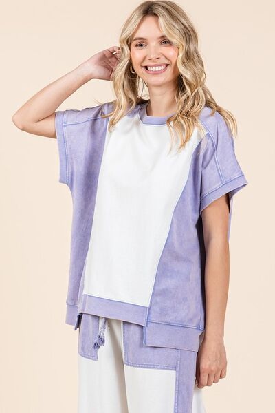 Aubrey® | Oversized T-shirt met kleurvlakken en korte mouwen