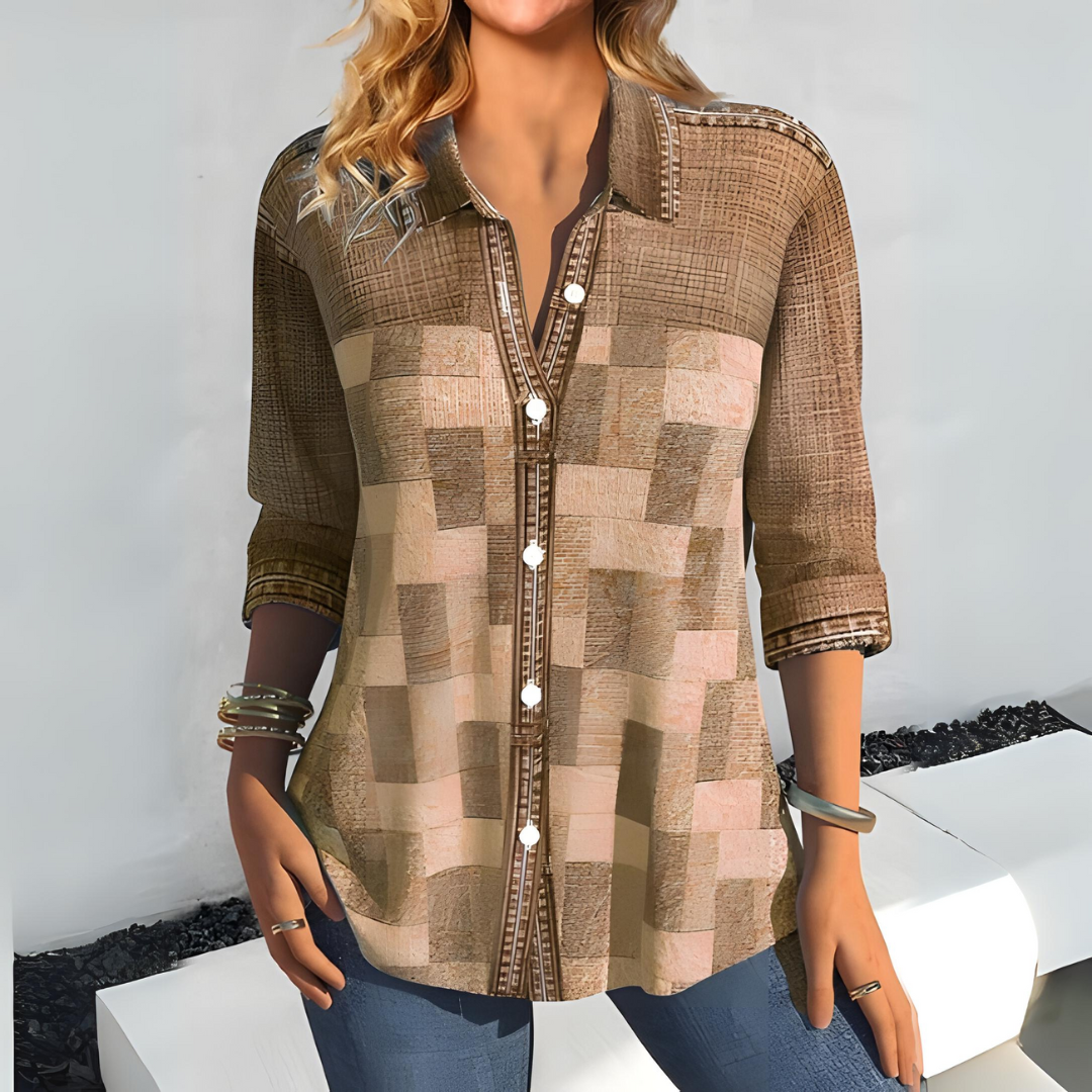 Nieves® | Casual geruite blouse