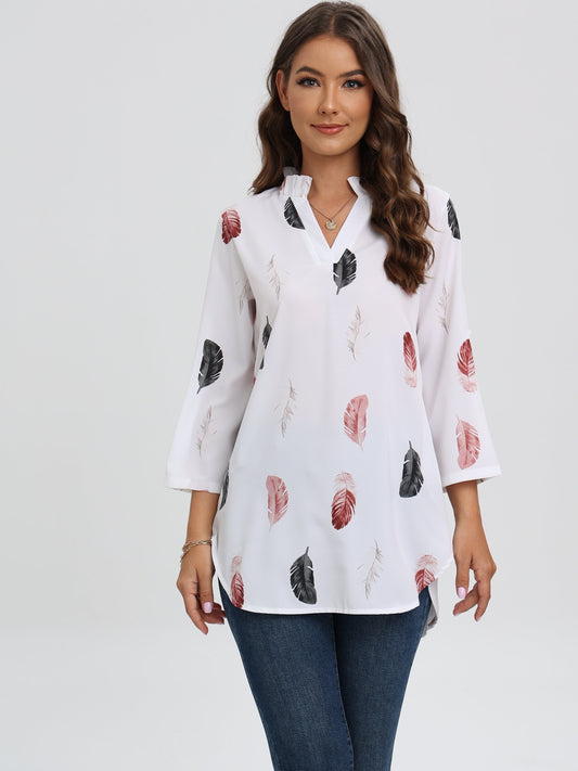 Octavia® | Blouse met V-hals en verenprint