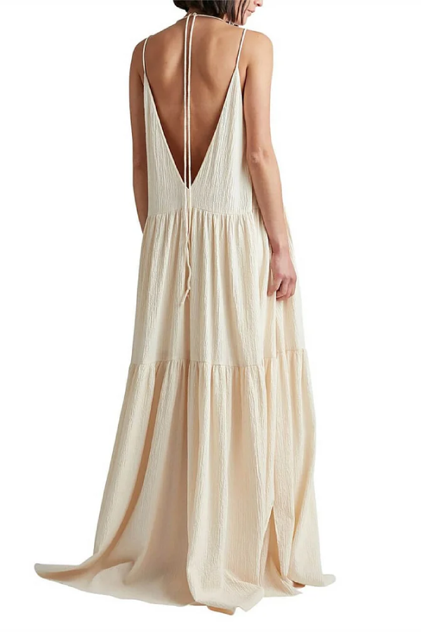 Vickie® | Elegante resort maxi-jurk met een diepe V-hals en bandjes