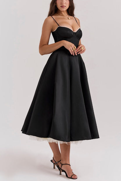 Lotharingen® | Strapless mouwloze maxi-jurk met V-hals en tutu