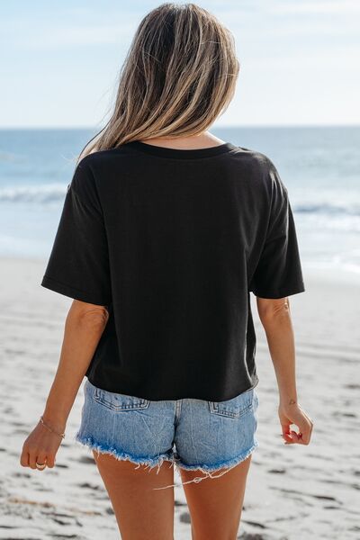 Lucia® | Geruit T-shirt met vredesteken en ronde hals