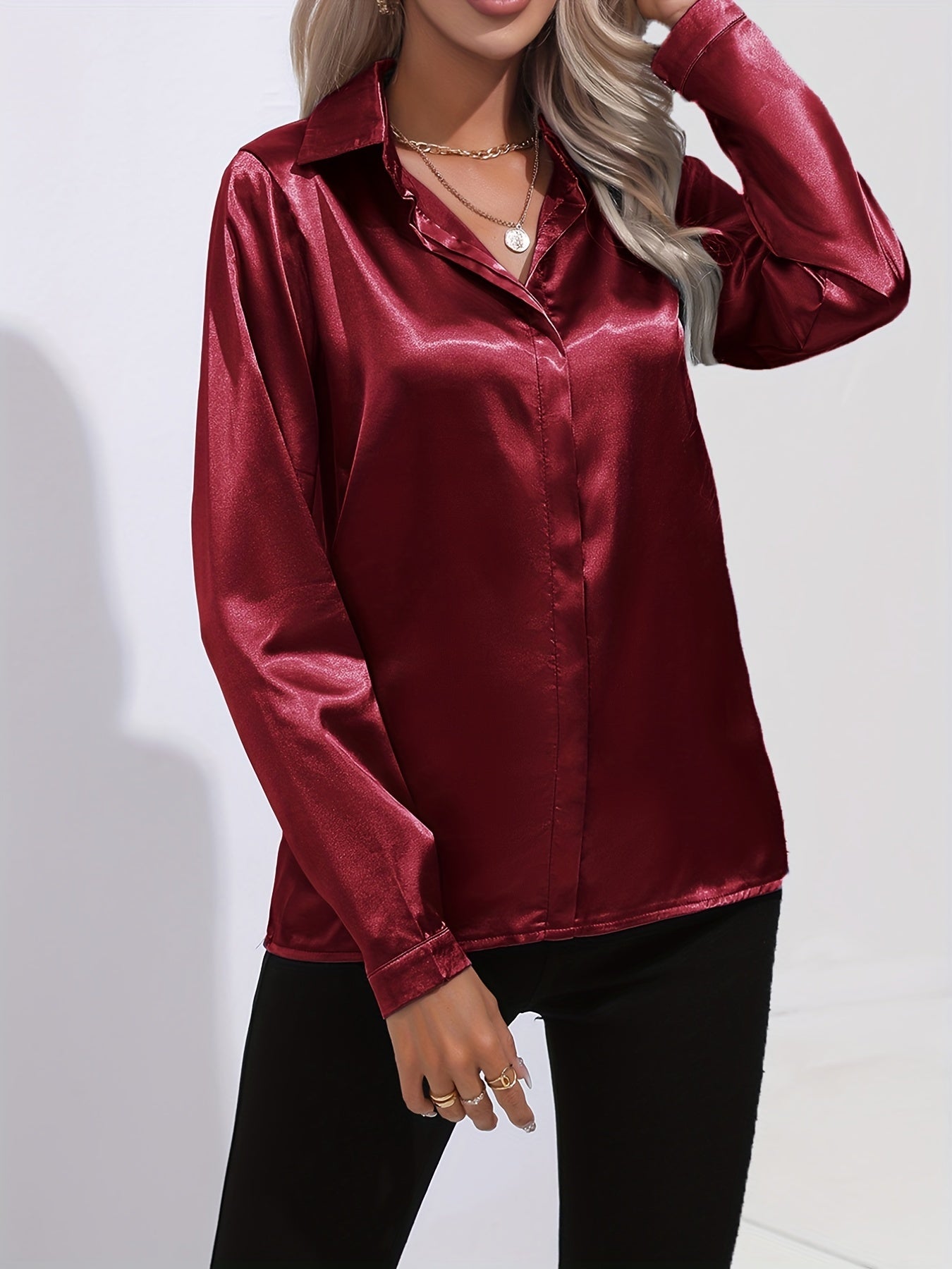 Luz® | Elegante satijnen blouse