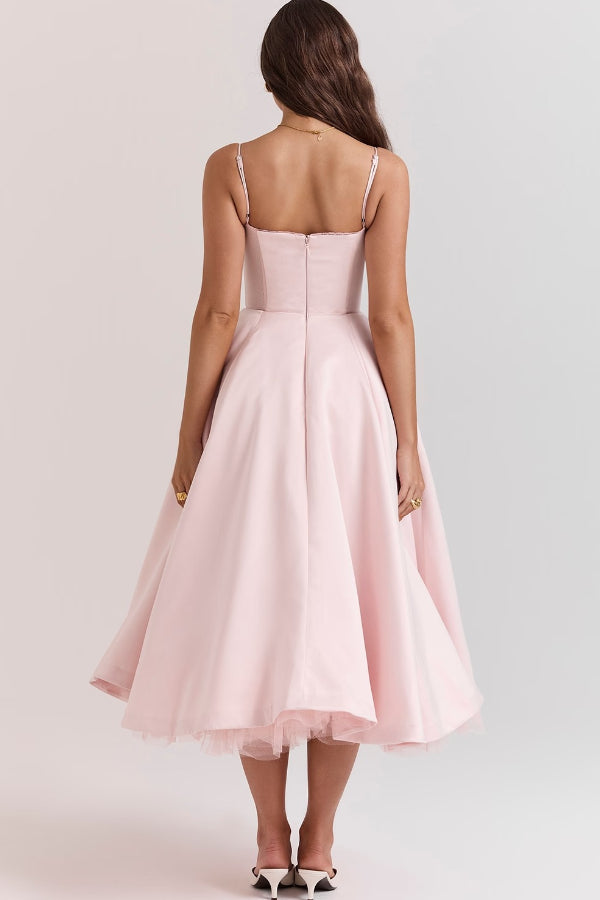 Lotharingen® | Strapless mouwloze maxi-jurk met V-hals en tutu