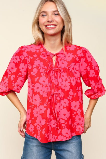 Paula® | Haptics full size blouse met bloemenprint en ballonmouwen