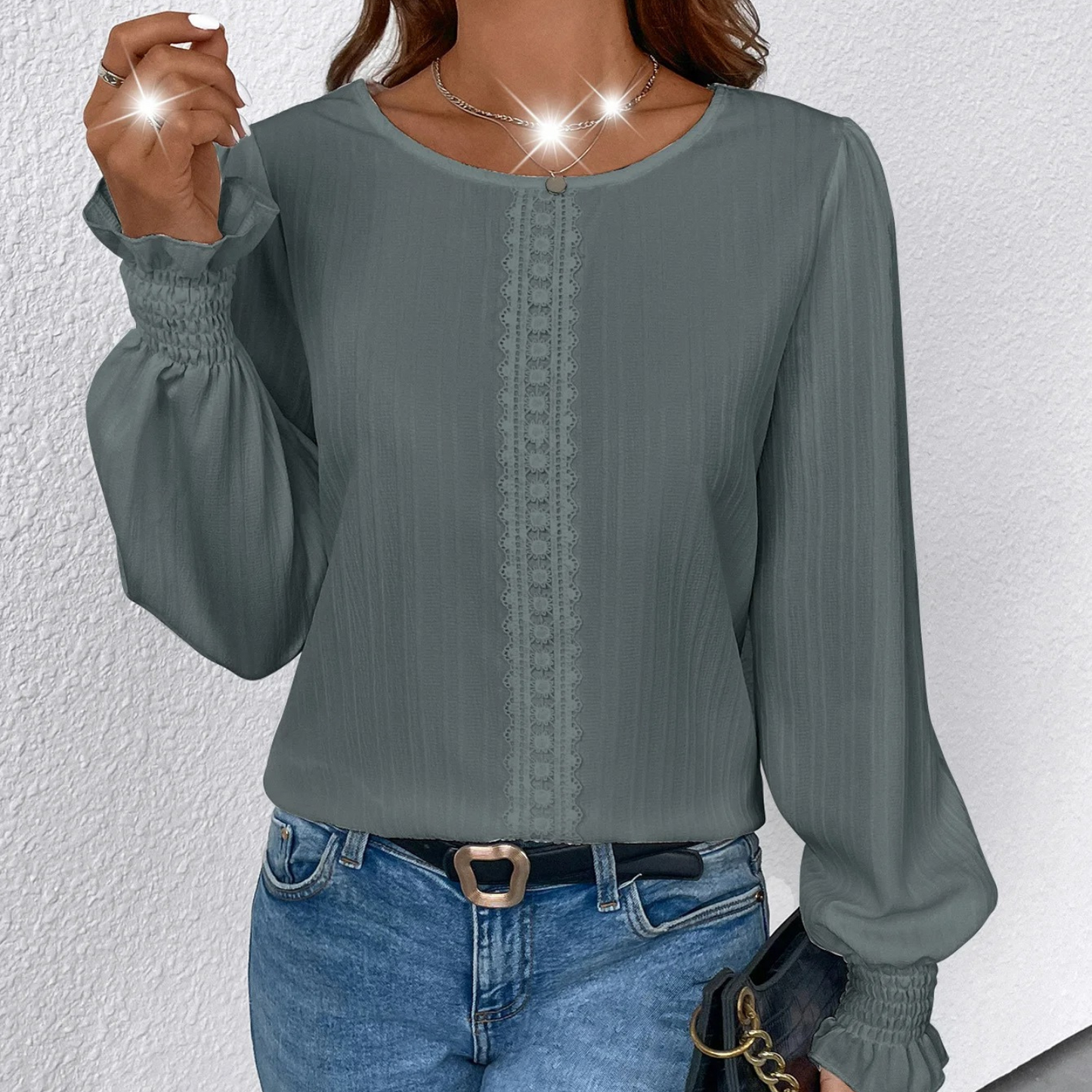 Jacinta® | Losse, casual blouse met lantaarnmouwen