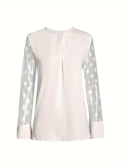 Roze® | Gebreide blouse met V-hals en knoopsluiting