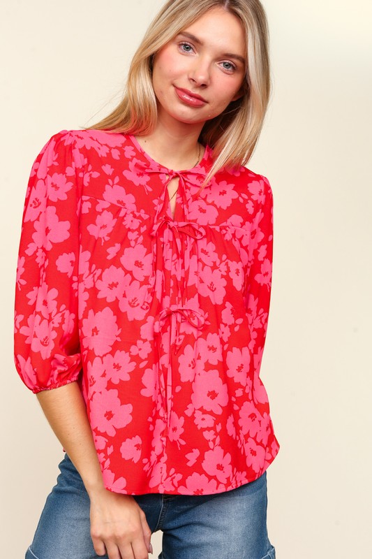 Paula® | Haptics full size blouse met bloemenprint en ballonmouwen